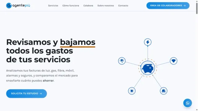 Captura real de la web de AgentePiù