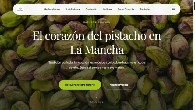 Captura real de la web de Nature Pistachio